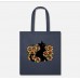 Black Cat Flowers Navy Tote Bag